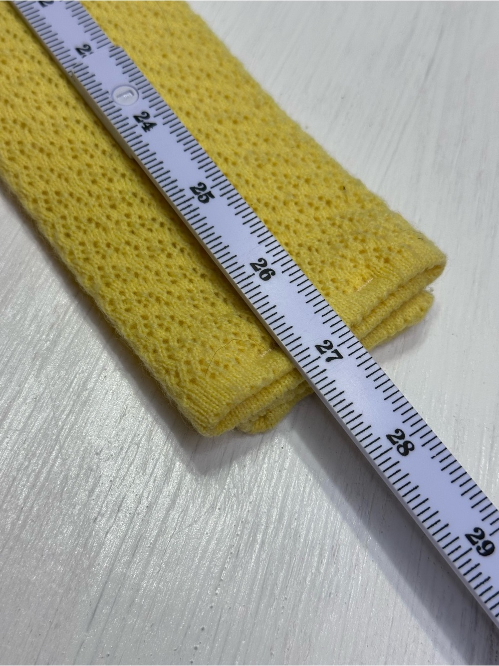 Vintage Stockpole Moore Tryon Co Yellow Crochet Knit Tie 100% Acrylic Retro - Picture 6 of 8